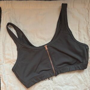Aerie Charcoal Zip-Front Sports Bra